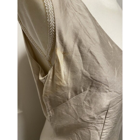 Gilar 100% Silk Fitted Hourglass Silhoutte Lined Sheath Dress Beige -Size 6 - Picture 13 of 14